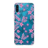 PrintiFy Samsung Galaxy M12 ile Uyumlu Kapak Floral Pembe Tasarımlı 1mm Fit Şeffaf Silikon Kılıf