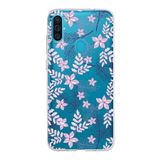 PrintiFy Samsung Galaxy M12 ile Uyumlu Kapak Floral Pudra Tasarımlı 1mm Fit Şeffaf Silikon Kılıf