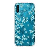 PrintiFy Samsung Galaxy M12 ile Uyumlu Kapak Floral Su Yeşili Tasarımlı 1mm Fit Şeffaf Silikon Kılıf