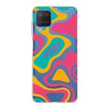 PrintiFy Samsung Galaxy M12 ile Uyumlu Kapak Renkli Desen B Turuncu Tasarımlı 1mm Fit Şeffaf Silikon Kılıf