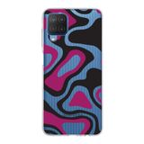 PrintiFy Samsung Galaxy M12 ile Uyumlu Kapak Renkli Desen D Siyah Tasarımlı 1mm Fit Şeffaf Silikon Kılıf
