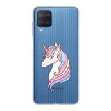PrintiFy Samsung Galaxy M12 ile Uyumlu Kapak Unicorn Tasarımlı 1mm Fit Şeffaf Silikon Kılıf