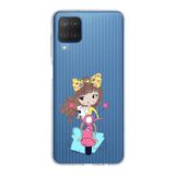 PrintiFy Samsung Galaxy M12 ile Uyumlu Kapak Vespagirl Tasarımlı 1mm Fit Şeffaf Silikon Kılıf