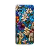 PrintiFy Samsung Galaxy M12 ile Uyumlu Vitray Mavi Bahar Tasarımlı Şeffaf Silikon Kılıf