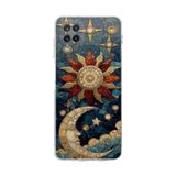 PrintiFy Samsung Galaxy M12 ile Uyumlu Vitray Sol ve Luna Tasarımlı Şeffaf Silikon Kılıf