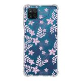 PrintiFy Samsung Galaxy M12 Uyumlu Köşe Korumalı Antişok Kapak Floral Pudra Tasarımlı Şeffaf Kılıf