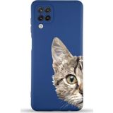 PrintiFy Samsung Galaxy M12 Uyumlu Lansman Kılıf Catface Tasarımlı İçi Kadife Kapak lacivert