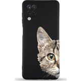PrintiFy Samsung Galaxy M12 Uyumlu Lansman Kılıf Catface Tasarımlı İçi Kadife Kapak siyah