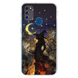 PrintiFy Samsung Galaxy M21 ile Uyumlu Vitray Cadı Saati Tasarımlı Şeffaf Silikon Kılıf
