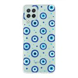 PrintiFy Samsung Galaxy M22 ile Uyumlu 1mm Slim Fit Nazar Boncuğu 1 Baskılı Şeffaf Kılıf