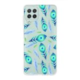 PrintiFy Samsung Galaxy M22 ile Uyumlu 1mm Slim Fit Nazar Boncuğu 3 Baskılı Şeffaf Kılıf