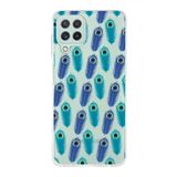 PrintiFy Samsung Galaxy M22 ile Uyumlu 1mm Slim Fit Nazar Boncuğu 4 Baskılı Şeffaf Kılıf