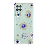 PrintiFy Samsung Galaxy M22 ile Uyumlu 1mm Slim Fit Nazar Boncuğu 5 Baskılı Şeffaf Kılıf