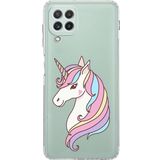 PrintiFy Samsung Galaxy M22 Kamera Korumalı Kapak Unicorn Tasarımlı Şeffaf Kılıf