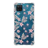 PrintiFy Samsung Galaxy M22 Uyumlu Köşe Korumalı Antişok Kapak Floral Kırmızı Tasarımlı Şeffaf Kılıf