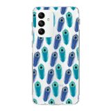 PrintiFy Samsung Galaxy M23 ile Uyumlu 1mm Slim Fit Nazar Boncuğu 4 Baskılı Şeffaf Kılıf