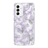 PrintiFy Samsung Galaxy M23 ile Uyumlu Kapak Floral Lila Tasarımlı 1mm Fit Şeffaf Silikon Kılıf
