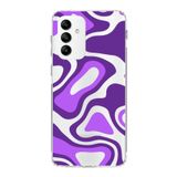 PrintiFy Samsung Galaxy M23 ile Uyumlu Kapak Renkli Desen F Mor Tasarımlı 1mm Fit Şeffaf Silikon Kılıf