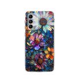 PrintiFy Samsung Galaxy M23 ile Uyumlu Vitray Mücevher Flora Tasarımlı Şeffaf Silikon Kılıf
