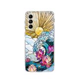 PrintiFy Samsung Galaxy M23 ile Uyumlu Vitray Okyanus Sabahı Tasarımlı Şeffaf Silikon Kılıf