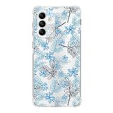 Printify Samsung Galaxy M23 Köşe Korumalı Antişok Kapak Floral Mavi Tasarımlı Şeffaf Kılıf