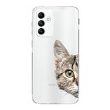 PrintiFy Samsung Galaxy M23 Uyumlu Kamera Korumalı Kapak Catface Tasarımlı Şeffaf Kılıf