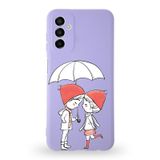 PrintiFy Samsung Galaxy M23 Uyumlu Lansman Kılıf Aşk Tasarımlı İçi Kadife Kapak lila