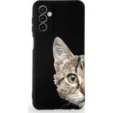 PrintiFy Samsung Galaxy M23 Uyumlu Lansman Kılıf Catface Tasarımlı İçi Kadife Kapak siyah