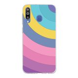 PrintiFy Samsung Galaxy M30 ile Uyumlu Kapak Renk Cümbüşü B Mor Tasarımlı 1mm Fit Şeffaf Silikon Kılıf