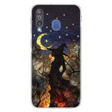 PrintiFy Samsung Galaxy M30 ile Uyumlu Vitray Cadı Saati Tasarımlı Şeffaf Silikon Kılıf