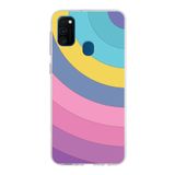 PrintiFy Samsung Galaxy M30s ile Uyumlu Kapak Renk Cümbüşü B Mor Tasarımlı 1mm Fit Şeffaf Silikon Kılıf