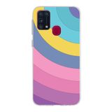 PrintiFy Samsung Galaxy M31 ile Uyumlu Kapak Renk Cümbüşü B Mor Tasarımlı 1mm Fit Şeffaf Silikon Kılıf