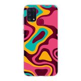 PrintiFy Samsung Galaxy M31 ile Uyumlu Kapak Renkli Desen B Turuncu Tasarımlı 1mm Fit Şeffaf Silikon Kılıf