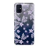 PrintiFy Samsung Galaxy M31s ile Uyumlu Kapak Floral Lila Tasarımlı 1mm Fit Şeffaf Silikon Kılıf