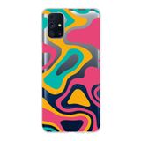 PrintiFy Samsung Galaxy M31s ile Uyumlu Kapak Renkli Desen B Turuncu Tasarımlı 1mm Fit Şeffaf Silikon Kılıf