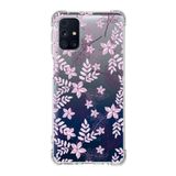 Printify Samsung Galaxy M31S Köşe Korumalı Antişok Kapak Floral Pudra Tasarımlı Şeffaf Kılıf