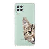 PrintiFy Samsung Galaxy M32 ile Uyumlu Kapak Catface Tasarımlı 1mm Fit Şeffaf Silikon Kılıf