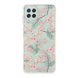 PrintiFy Samsung Galaxy M32 ile Uyumlu Kapak Floral Kırmızı Tasarımlı 1mm Fit Şeffaf Silikon Kılıf
