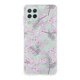 PrintiFy Samsung Galaxy M32 ile Uyumlu Kapak Floral Pudra Tasarımlı 1mm Fit Şeffaf Silikon Kılıf