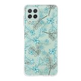 PrintiFy Samsung Galaxy M32 ile Uyumlu Kapak Floral Su Yeşili Tasarımlı 1mm Fit Şeffaf Silikon Kılıf