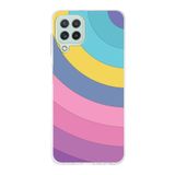 PrintiFy Samsung Galaxy M32 ile Uyumlu Kapak Renk Cümbüşü B Mor Tasarımlı 1mm Fit Şeffaf Silikon Kılıf