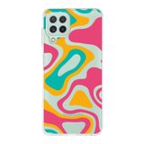 PrintiFy Samsung Galaxy M32 ile Uyumlu Kapak Renkli Desen B Turuncu Tasarımlı 1mm Fit Şeffaf Silikon Kılıf
