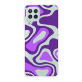 PrintiFy Samsung Galaxy M32 ile Uyumlu Kapak Renkli Desen F Mor Tasarımlı 1mm Fit Şeffaf Silikon Kılıf