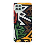 PrintiFy Samsung Galaxy M32 ile Uyumlu Kapak Soyut Grafiti Tasarımlı 1mm Fit Şeffaf Silikon Kılıf