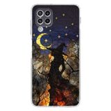 PrintiFy Samsung Galaxy M32 ile Uyumlu Vitray Cadı Saati Tasarımlı Şeffaf Silikon Kılıf