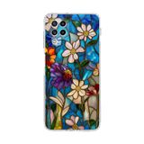 PrintiFy Samsung Galaxy M32 ile Uyumlu Vitray Mavi Bahar Tasarımlı Şeffaf Silikon Kılıf