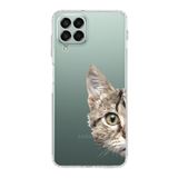 PrintiFy Samsung Galaxy M33 ile Uyumlu Kapak Catface Tasarımlı 1mm Fit Şeffaf Silikon Kılıf