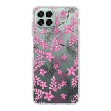 PrintiFy Samsung Galaxy M33 ile Uyumlu Kapak Floral Pembe Tasarımlı 1mm Fit Şeffaf Silikon Kılıf