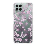 PrintiFy Samsung Galaxy M33 ile Uyumlu Kapak Floral Pudra Tasarımlı 1mm Fit Şeffaf Silikon Kılıf