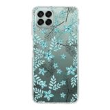PrintiFy Samsung Galaxy M33 ile Uyumlu Kapak Floral Su Yeşili Tasarımlı 1mm Fit Şeffaf Silikon Kılıf